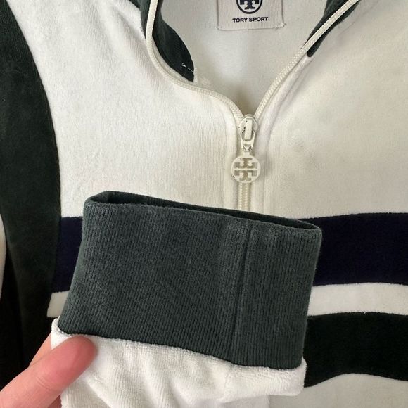 Tory Sport FLAWED Tory Burch Women’s Velour Color Block Track Jacket - Picture 8 of 12